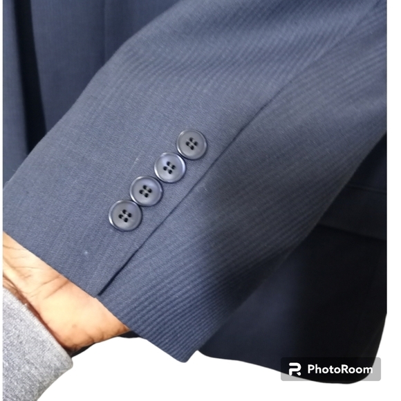 Stacy Adams Gold Label Size 44L Dark Blue Blazer Suit Jacket Coat - Picture 2 of 15